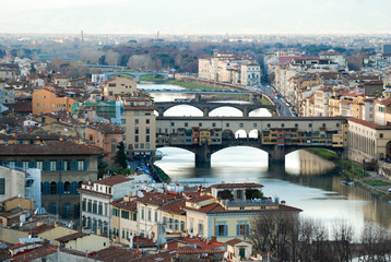 Fototapeta na wymiar Aerial view at Ponte Vecchio in Florence