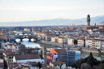 Obraz premium Aerial view at Ponte Vecchio in Florence