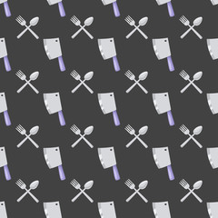 Kitchen knife seamless pattern vector.