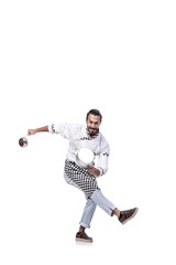Funny male cook isolated on the white background