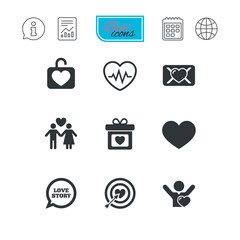 Love, valentine day icons. Target with heart.