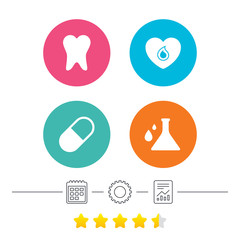 Medical icons. Pill, tooth, chemistry and heart.