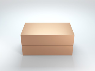 Golden Box Mockup on white background. 3d rendering
