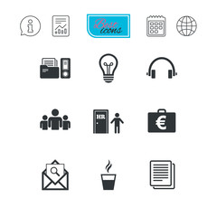 Office, documents and business icons.