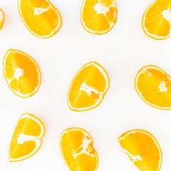 Colorful pattern made of citrus fruits, Flat lay, Top view.