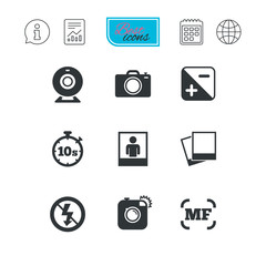 Photo, video icons. Camera, photos and frame.