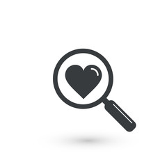 Search heart love icon, vector.