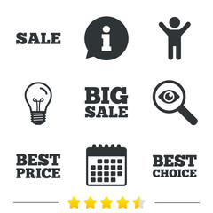 Sale icons. Best choice, price symbols.