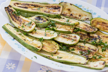 Plate of grilled zucchini