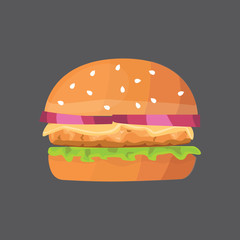 Burger cartoon fast food . cheeseburger or hamburger vector illustration. Fat 