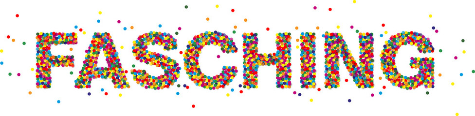 Buntes Konfetti - Schriftzug Fasching - Vektor