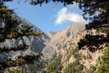 Gorge of Samaria on Crete island. Peak  beautiful mountains