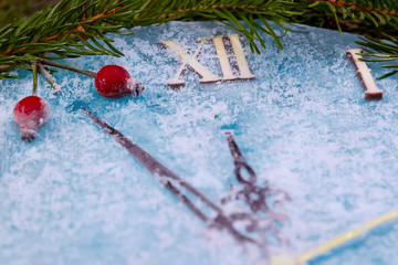 New Year's clock made of ice