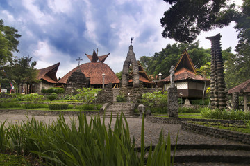 Fototapeta na wymiar Puhsarang Church, build with java architecture and culture in 1936, Kediri, East Java, Indonesia