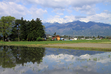 安曇野から望む常念岳