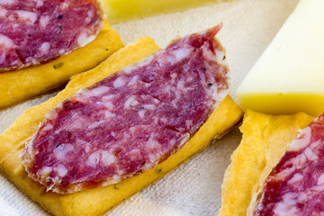 Appetizer with cheese and Italian salami