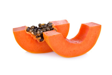 sliced ripe papaya with seed on with background