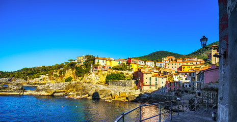 Tellaro sea village seafront. Cinque terre, Ligury Italy