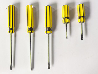 set screwdriver on white background