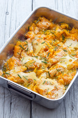 Cooking pumpkin baked with cheese