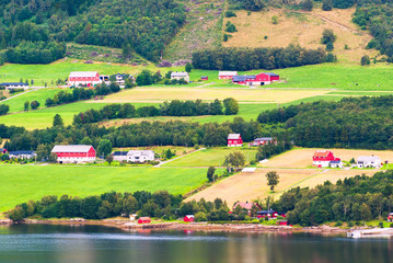 Fototapeta na wymiar Norwegian village. The county of More og Romsdal. Norway