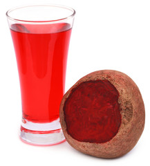 Fresh Beet with juice in glass