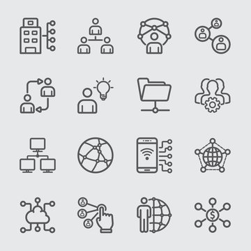Business and Network technology line icon