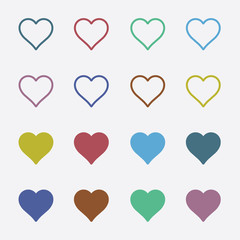 Heart shape color line icon