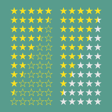 Simple Flat Gold Star Rating 5 To 0 Stars (