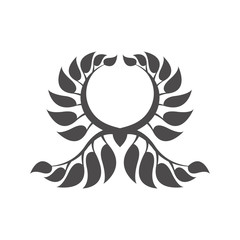 Abstract foliate element. Deciduous ornament. Laurel wreath. 