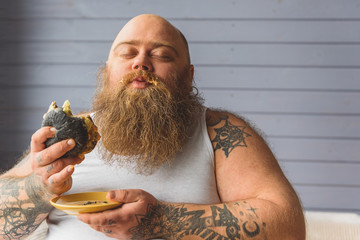 Man eating a hamburger