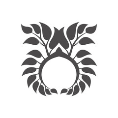 Abstract foliate element. Deciduous ornament. Laurel wreath. 