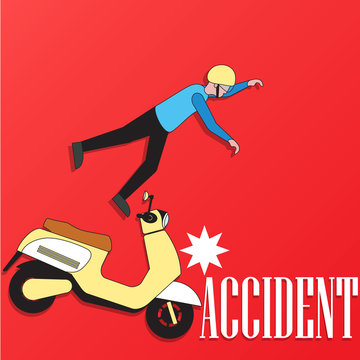 Male rider accident on the scooter