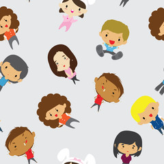 Cute cartoon Boys & Girls pattern including seamless on background