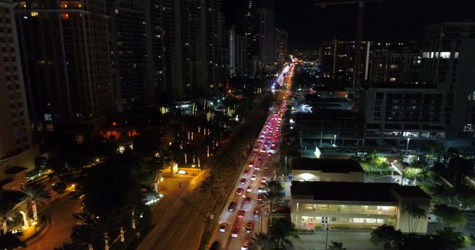 Night road construction in Sunny Isles Beach 4k 24p prores