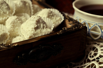 Sweets with white chocolate