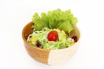 fresh vegetable salad isolated on white background