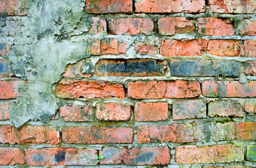 Broken red brick.