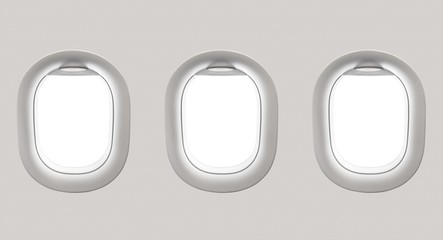 Blank white airplane windows