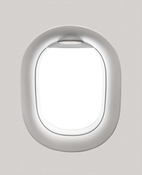 Blank white airplane window