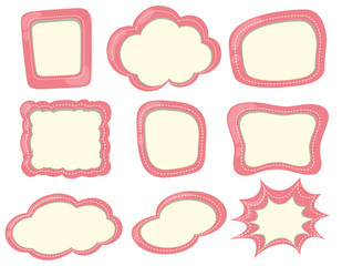 Different shapes of labels in pink