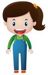 Happy girl wearing blue overall