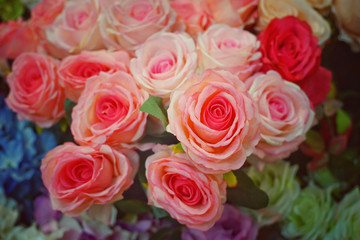  Colorful sweet bouquet of roses