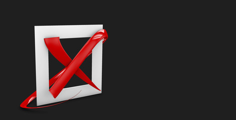 3d illustration of flat buttons red and greean mark isolated black