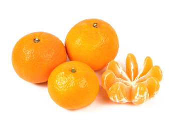 Fresh tangerine, isolated on a white background. Ripe fruit full of vitamins.