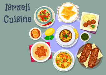 Israeli and jewish cuisine dinner dishes icon