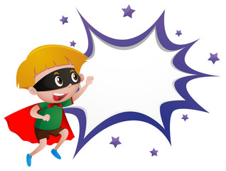 Border template with boy in hero costume