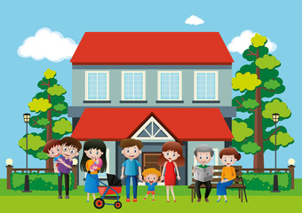 Obraz na płótnie Canvas House with many people in the family
