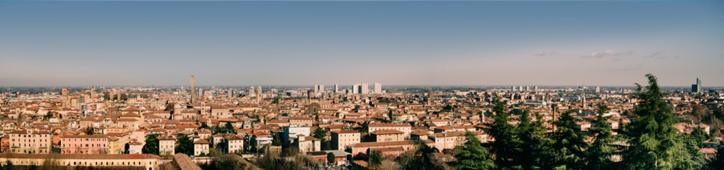 Fototapeta na wymiar Wide Bologna cityscape viewed from the church of San Michele in Bosco