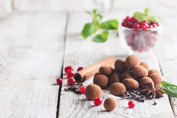 chocolate truffles with cranberry